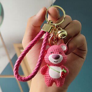 Cute Cartoon Pink Strawberry Bear Series Keychain